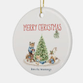 Leuke Dieren Waterverf Nostalgische Kerst Keramisch Ornament (Links)