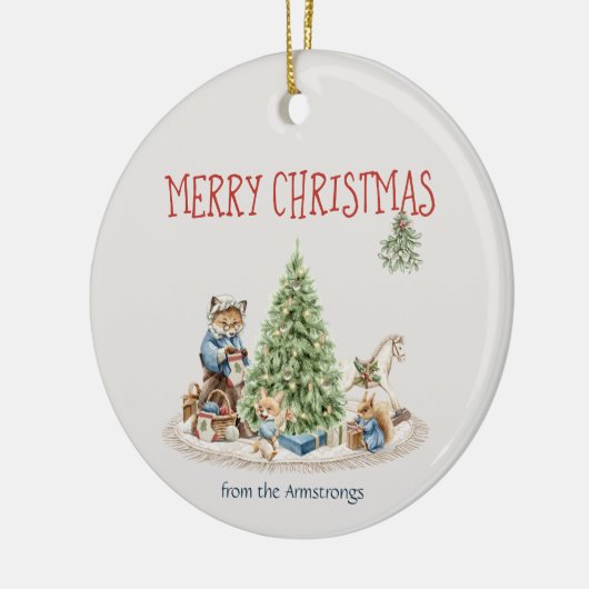 Leuke Dieren Waterverf Nostalgische Kerst Keramisch Ornament (Links)