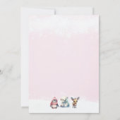 Leuke dieren winter baby meisje douche kaart (Achterkant)