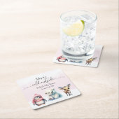 Leuke dieren winter baby meisje douche kartonnen onderzetters (Insitu)