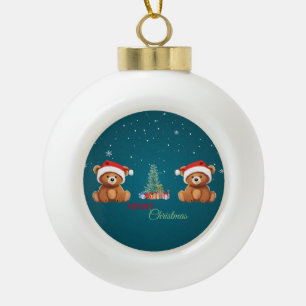 Leuke dieren winter Beer kerstboom Keramische Bal Ornament