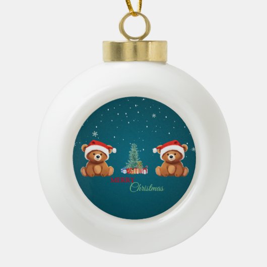 Leuke dieren winter Beer kerstboom Keramische Bal Ornament (Voorkant)