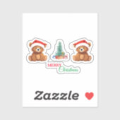 Leuke dieren winter Beer kerstboom Sticker (Vel)