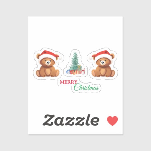 Leuke dieren winter Beer kerstboom Sticker (Vel)