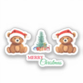 Leuke dieren winter Beer kerstboom Sticker (Voorkant)