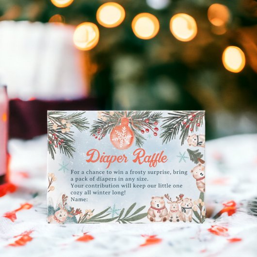 Leuke Dieren Winter Kerstluier baby shower Informatiekaartje