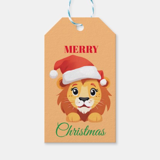 Leuke dieren winter leeuw welp Kerstmis Cadeaulabel (Voorkant)