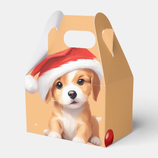 Leuke dieren winter puppy hond Kerstmis Bedankdoosjes (Voorkant Zijde)