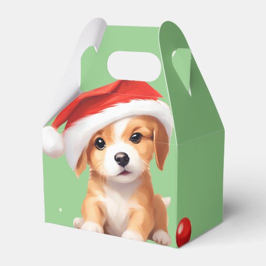 Leuke dieren winter puppy hond Kerstmis Bedankdoosjes (Voorkant Zijde)