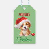 Leuke dieren winter puppy hond Kerstmis Cadeaulabel (Achterkant)