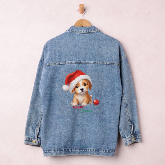 Leuke dieren winter puppy hond Kerstmis Denim Jacket (Hangar)