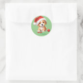 Leuke dieren winter puppy hond Kerstmis Ronde Sticker (Tas)