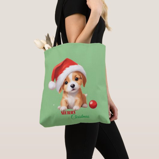 Leuke dieren winter puppy hond Kerstmis Tote Bag (Dichtbij)