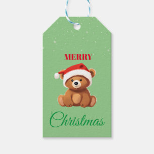 Leuke dieren winter teddybeer Kerstmis Cadeaulabel