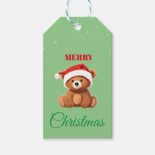 Leuke dieren winter teddybeer Kerstmis Cadeaulabel (Voorkant)