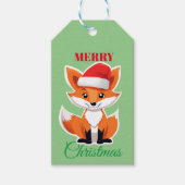 Leuke dieren winter vos kerstman cadeaulabel (Voorkant)