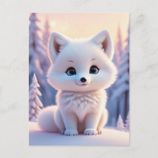 Leuke dieren, winter, White Fox, Postcrossing Briefkaart (Voorkant)