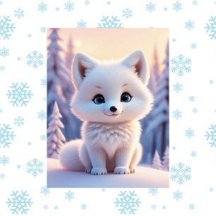Leuke dieren, winter, White Fox, Postcrossing Briefkaart