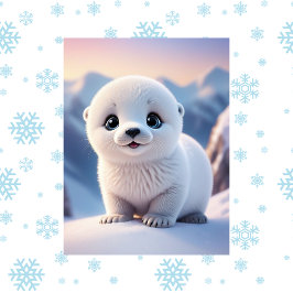 Leuke dieren, winter, zeehond, postcrossing briefkaart