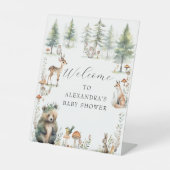 Leuke Dieren Woodland Forest Beer Herten Baby show Reclamebord Met Voetstuk (Voorkant)