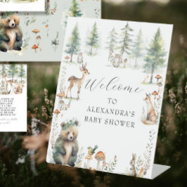 Leuke Dieren Woodland Forest Beer Herten Baby show Reclamebord Met Voetstuk