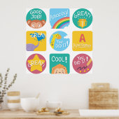 Leuke Dierenbeloning Motivatie Klaslokaal Labels Poster (Keuken)