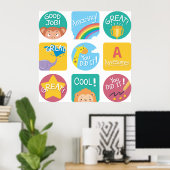 Leuke Dierenbeloning Motivatie Klaslokaal Labels Poster (Thuiskantoor)