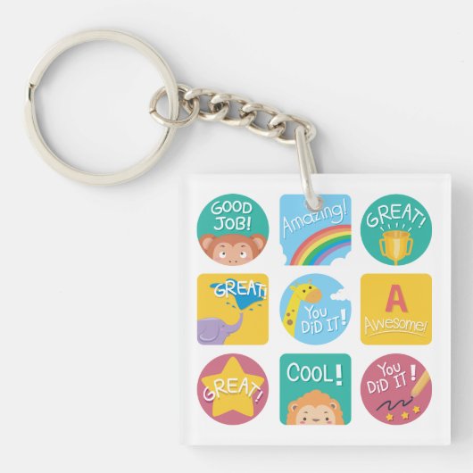 Leuke Dierenbeloning Motivatie Klaslokaal Labels Sleutelhanger (Voorkant)