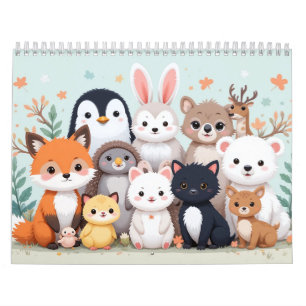 Leuke Dierenkalender 2026 – Schattige Kawaii-stijl Kalender