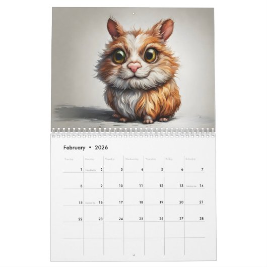 Leuke Dierenkarikaturen 2025 Kalender 12 maanden (Feb 2026)