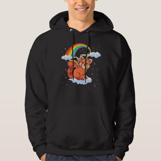 Leuke Dierenliefhebber Regenboog Rode Pandacorn Ee Hoodie (Voorkant)