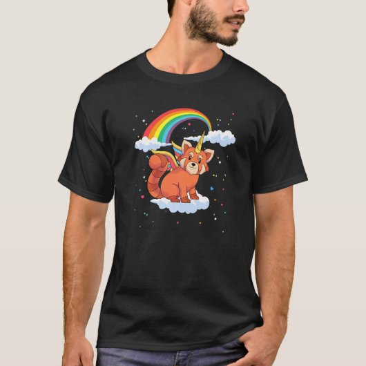 Leuke Dierenliefhebber Regenboog Rode Pandacorn Ee T-shirt (Voorkant)
