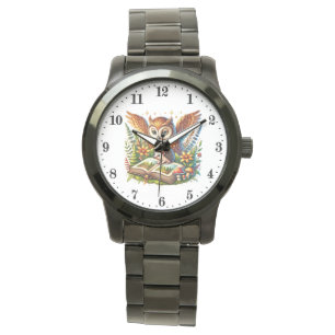 Leuke dierenliefhebbers lezen uil horloge