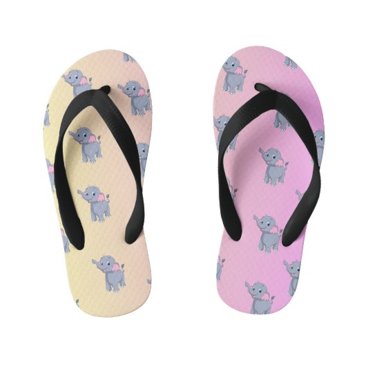 Leuke Dierenolifant Eenvoudig Grijs Roze Kinder Teenslippers (Voetbed)