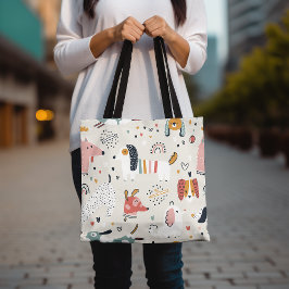 Leuke dierenprint Canvas tas, kleurrijk hondenpatr Tote Bag