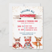 Leuke dierensuperheld eerste verjaardag kaart (Voorkant)
