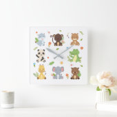 Leuke dierentuin Wildlife Kinderen Vierkante Klok (Huis)