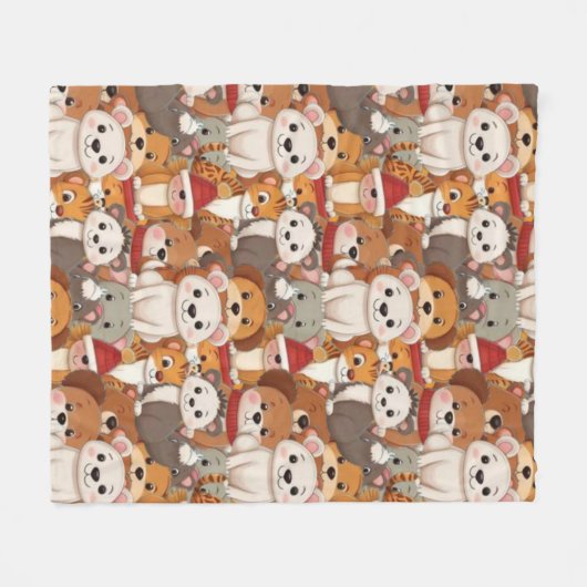 Leuke dierenvrienden fleece deken (Voorkant (Horizontaal))