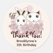 Leuke Dierenvrienden Forever Meisje Kinder Party F Ronde Sticker (Voorkant)