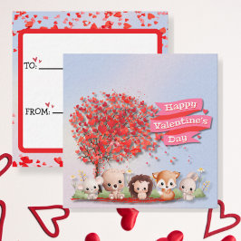 Leuke dierenvrienden Happy Valentines Day Notitiekaartje