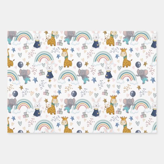 Leuke dierlijke baby's inpakpapier vel (Voorkant)