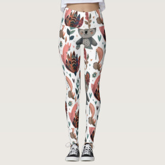 Leuke dierlijke bloemblaadjes en bladeren patroon  leggings