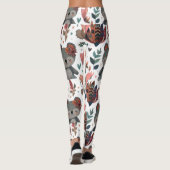 Leuke dierlijke bloemblaadjes en bladeren patroon leggings (Achterkant)