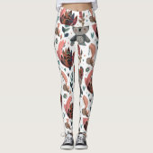 Leuke dierlijke bloemblaadjes en bladeren patroon  leggings (Voorkant)