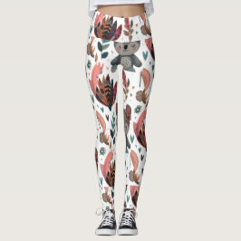 Leuke dierlijke bloemblaadjes en bladeren patroon leggings