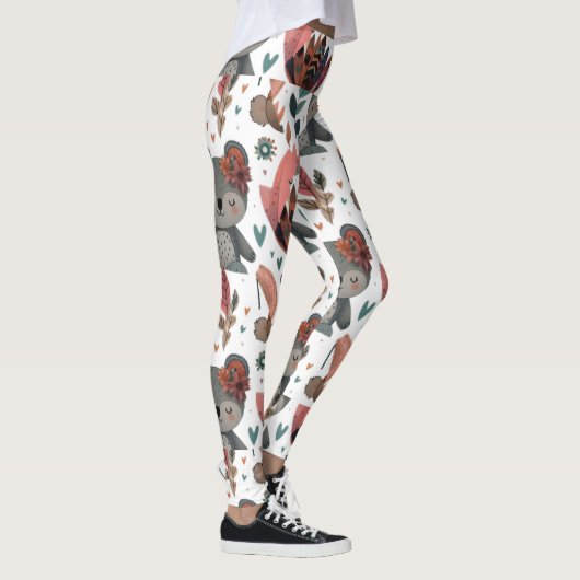 Leuke dierlijke bloemblaadjes en bladeren patroon  leggings (Rechts)