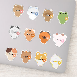 Leuke dierlijke bloemen sticker