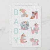 ** Leuke Dierlijke Brieven Baby shower Uitnodiging (Voorkant / Achterkant)