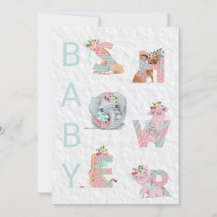 ** Leuke Dierlijke Brieven Baby shower Uitnodiging