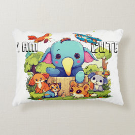 Leuke dierlijke cartoon illustratie ik ben schatti accent kussen